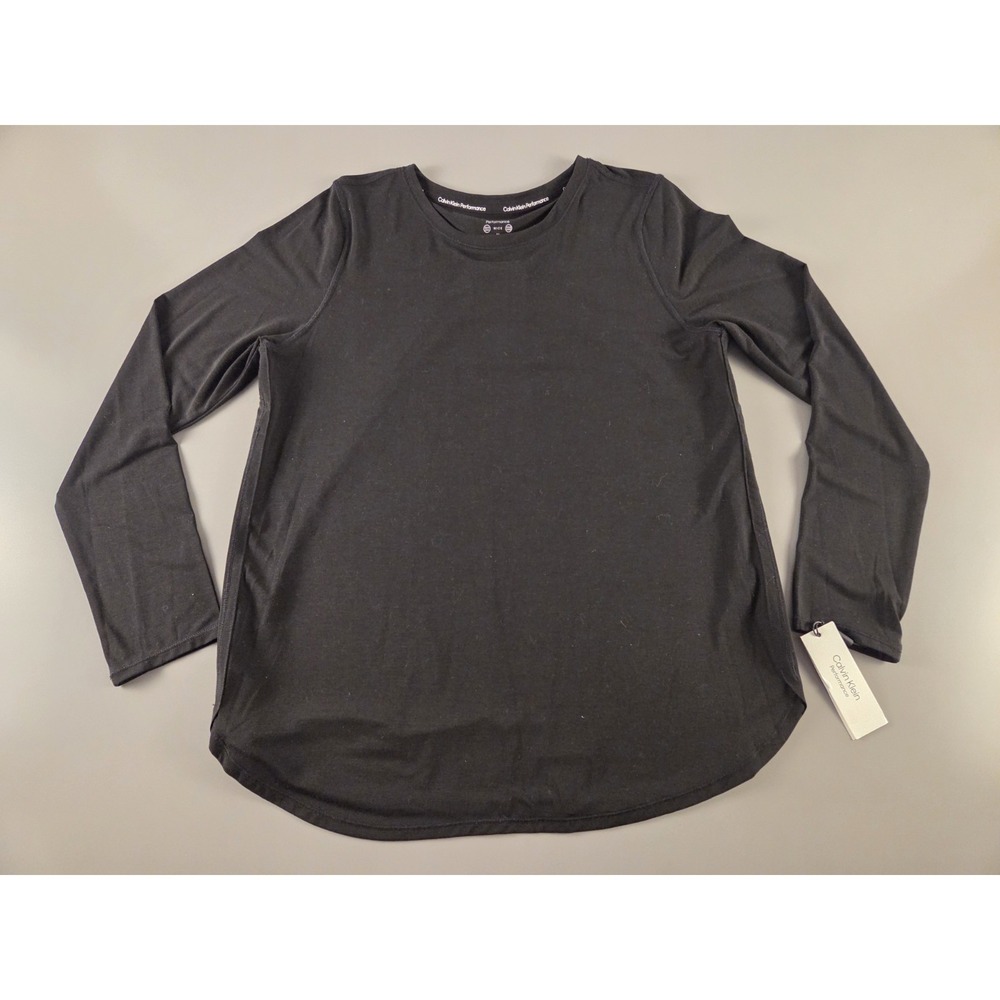 Calvin Klein Performance Long Sleeve Medium Wicking Black Inverted Pleat